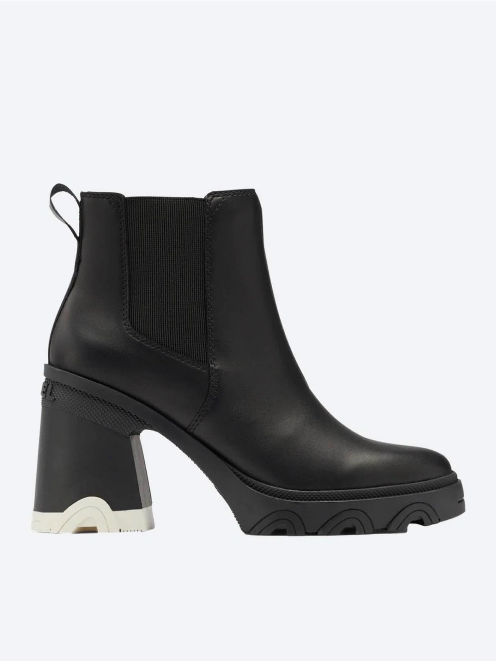 Sorel Black Leather Chelsea Block Heel Ankle Boots